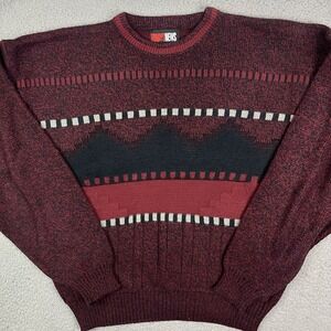 Vintage 90s Today's News Men's Acrylic Geometric Crewneck Pullover Sweater Large